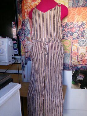 **Moving Sale** Derek Heart Brown Striped Jumpsuit Sz XL